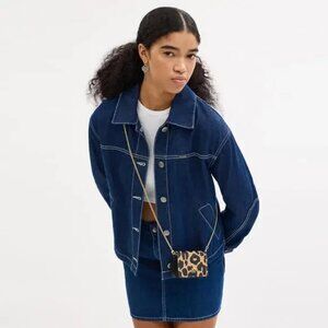 Coach mini wallet on a chain leopard print